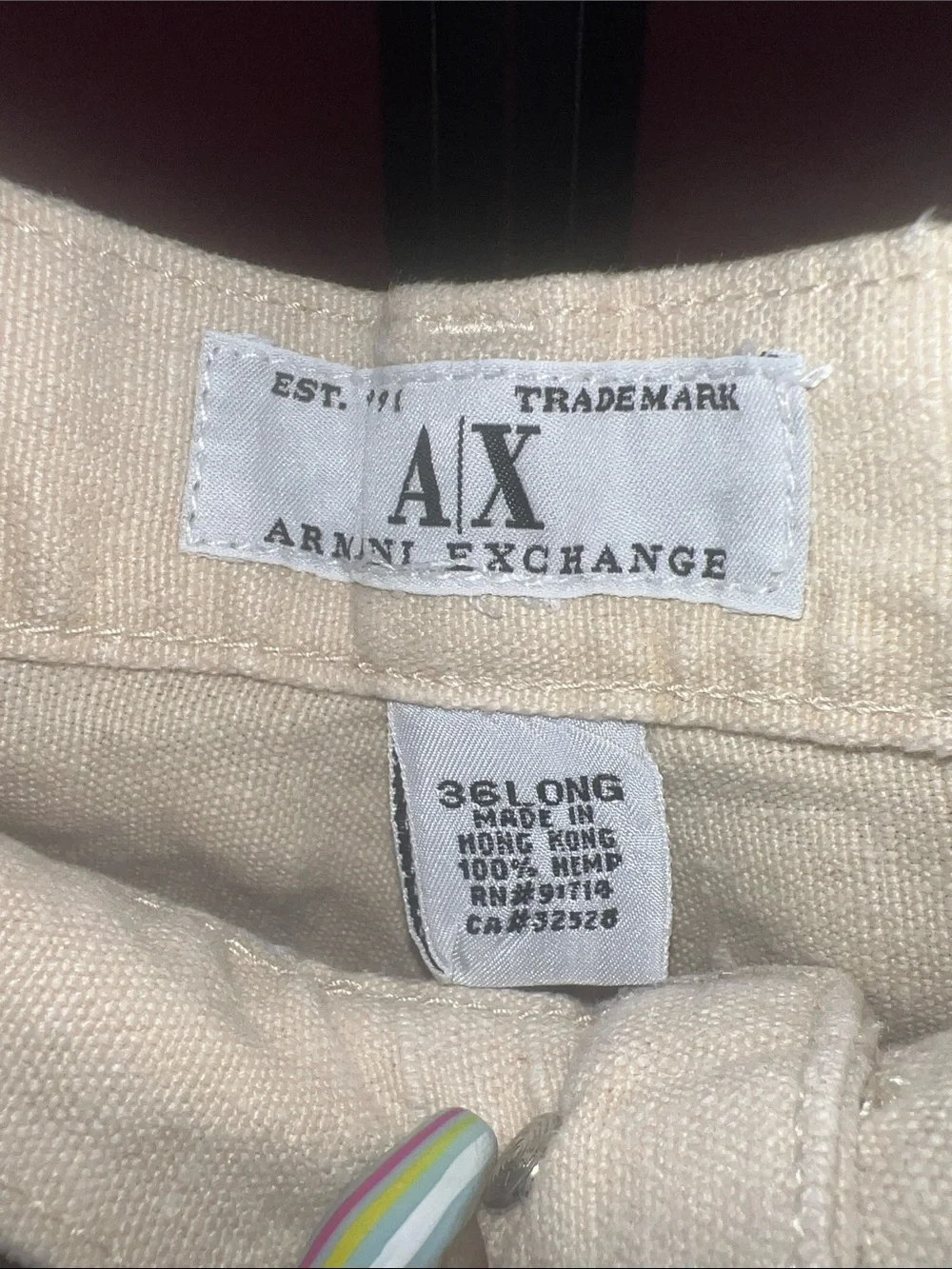 A/X Armani Exchange Men's Light Cream Cotton Chinos